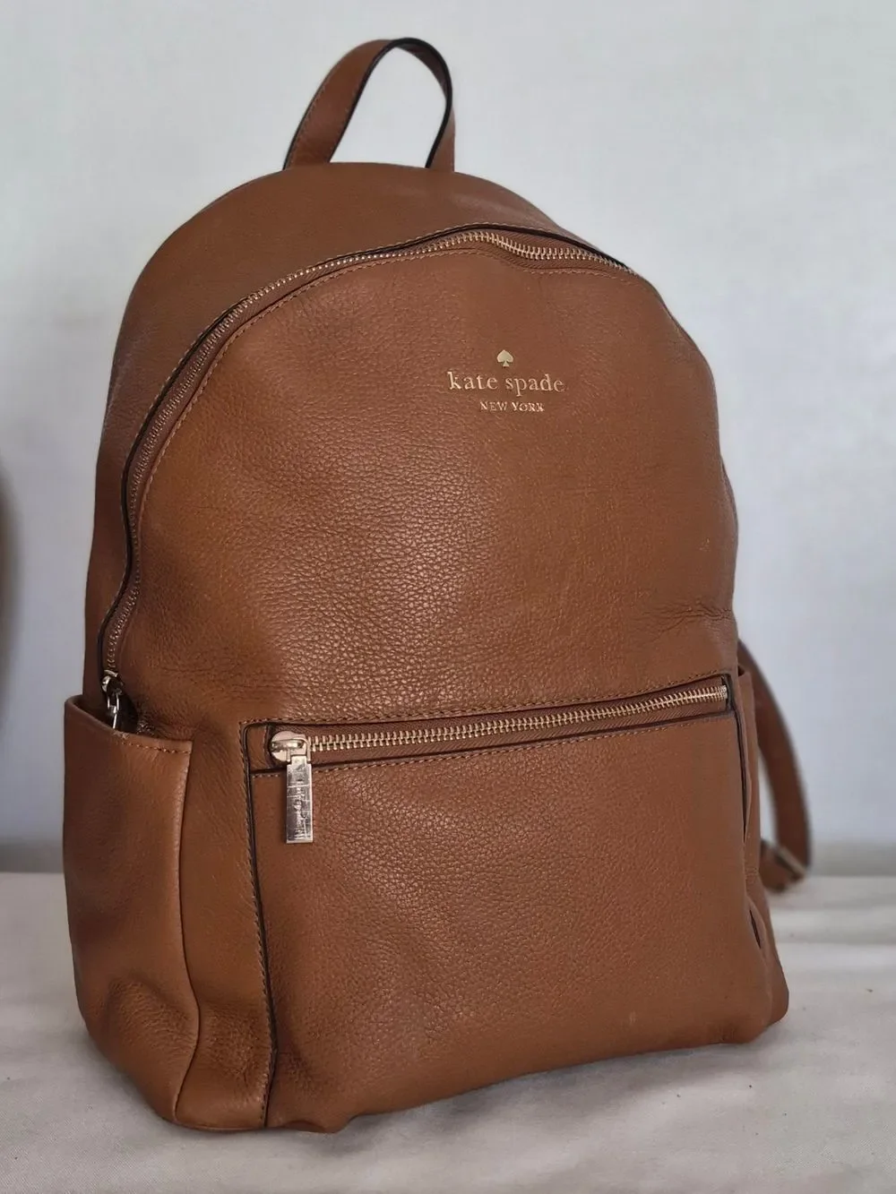 kate spade Leila Warm Gingerbread Pebbled Leather Backpack